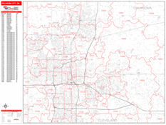 Oklahoma City Digital Map Red Line Style